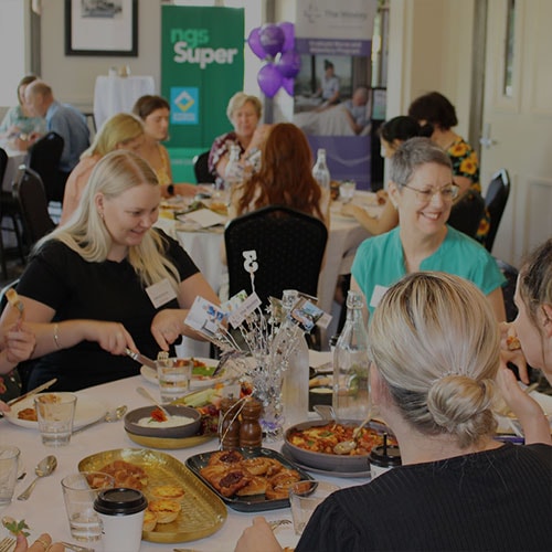 Be supported – A group of people gather for welcome breakfast for Graduate Nurse Program participants at The Wesley Hospital.