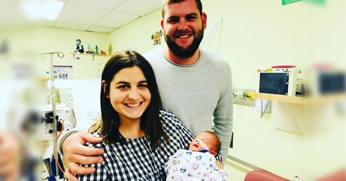 New The Wesley Hospital mother, Karli with her partner and daughter Matilda.